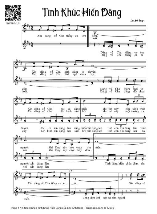 Sheet PDF of Tình Khúc Hiến Dâng