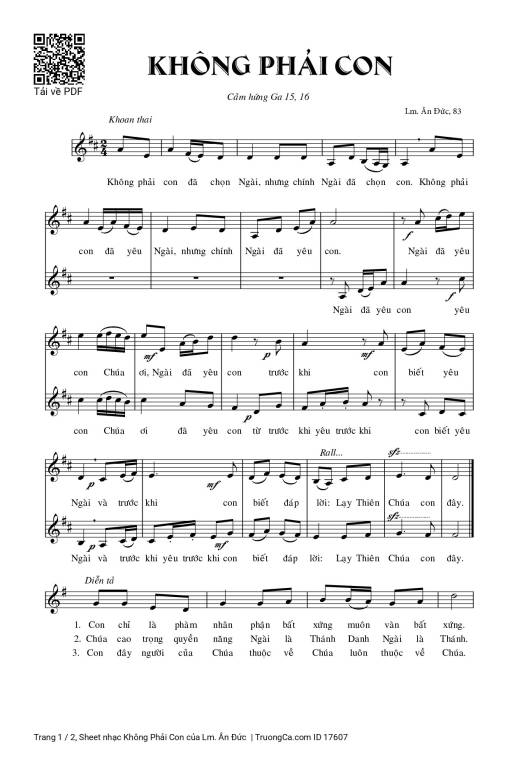 Sheet PDF of Không Phải Con