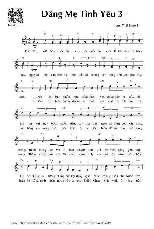 Sheet PDF of Dâng Mẹ Tình Yêu 3