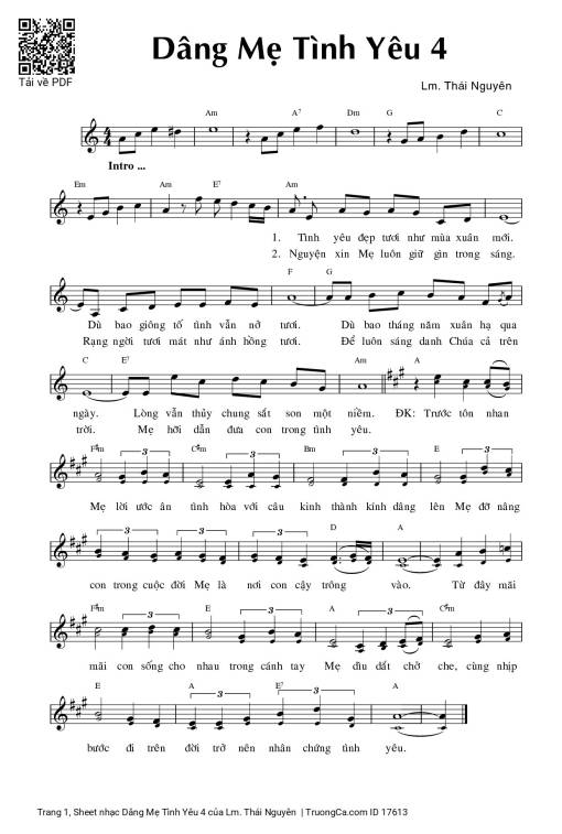 Sheet PDF of Dâng Mẹ Tình Yêu 4