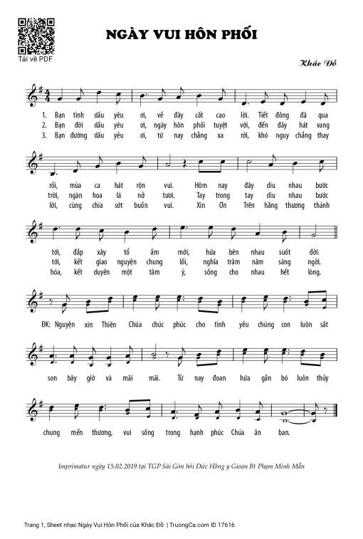 Sheet PDF of Ngày Vui Hôn Phối