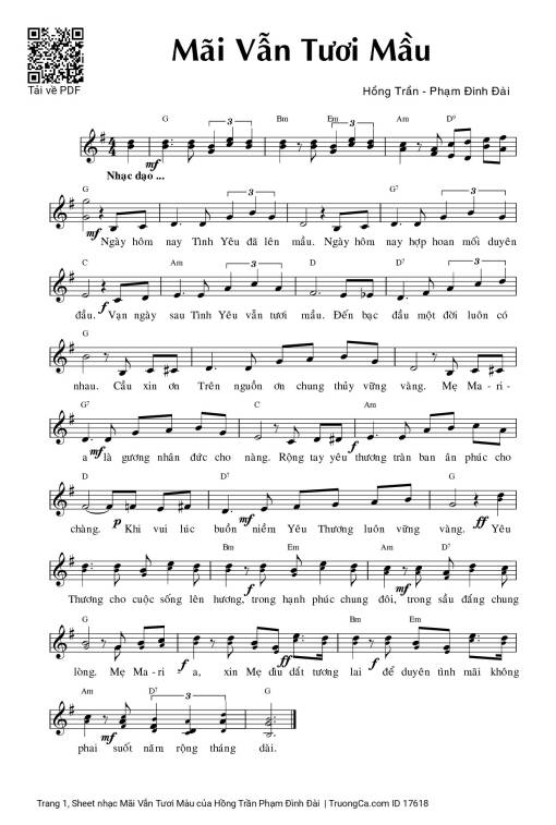 Sheet PDF of Mãi Vẫn Tươi Màu