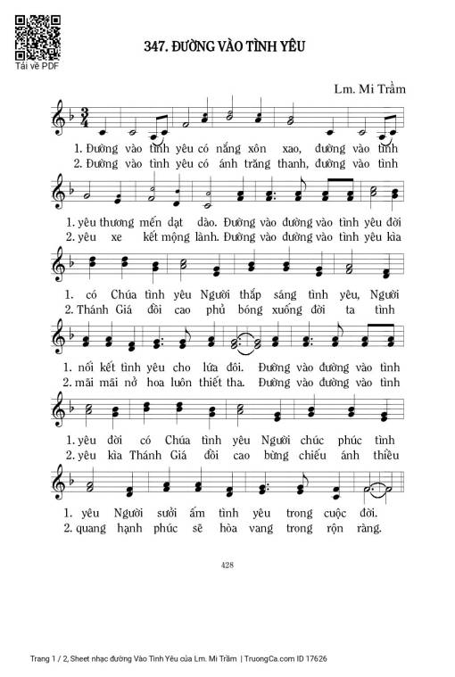 Sheet PDF of đường Vào Tình Yêu