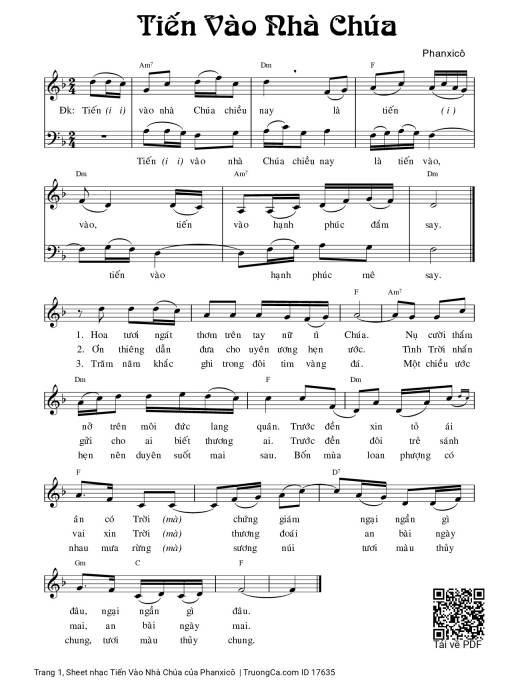 Sheet PDF of Tiến Vào Nhà Chúa