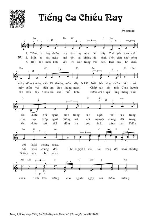 Sheet PDF of Tiếng Ca Chiều Nay