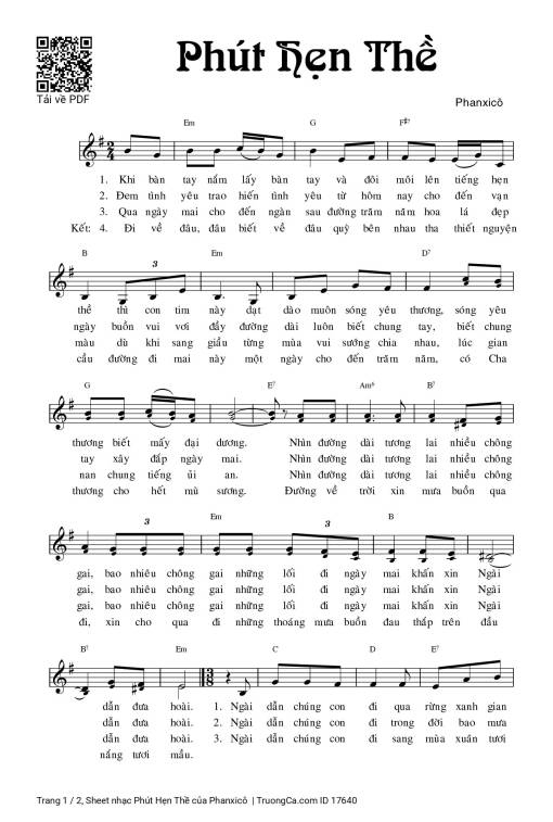 Sheet PDF of Phút Hẹn Thề