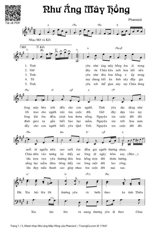 Sheet PDF of Như áng Mây Hồng