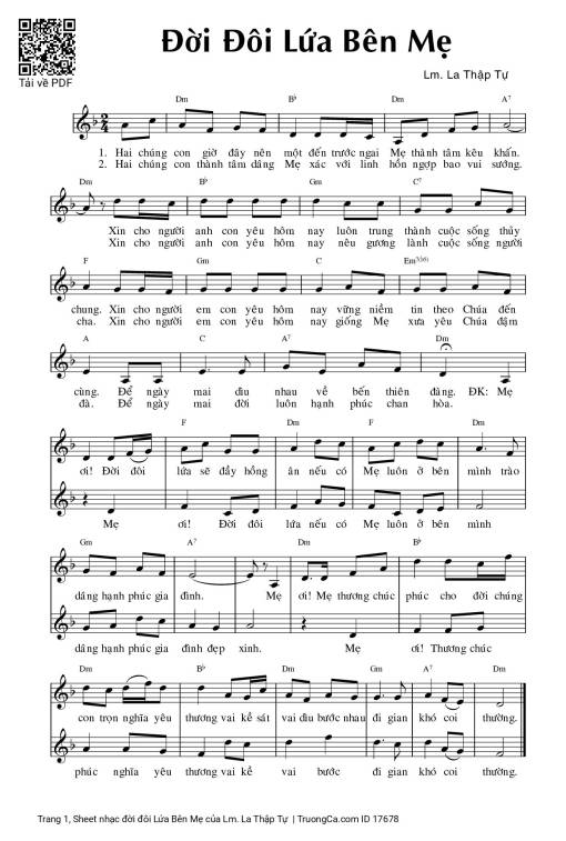 Sheet PDF of đời đôi Lứa Bên Mẹ