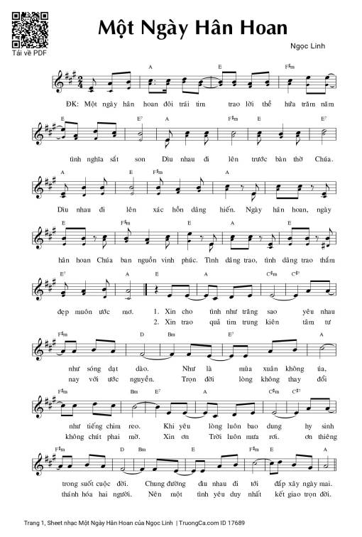 Sheet PDF of Một Ngày Hân Hoan