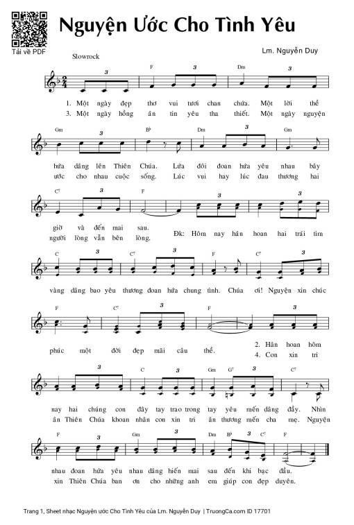 Sheet PDF of Nguyện ước Cho Tình Yêu