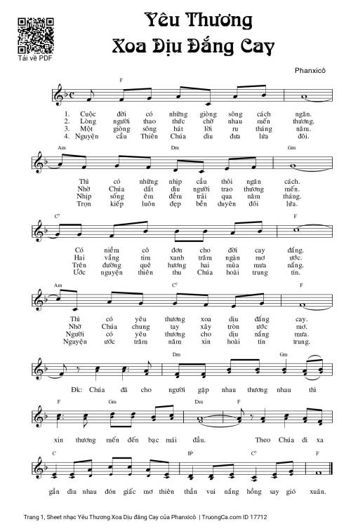 Sheet PDF of Yêu Thương Xoa Dịu đắng Cay