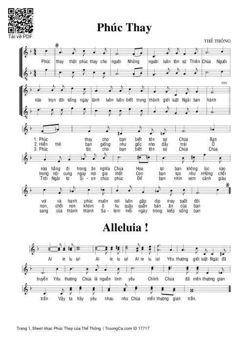 Sheet PDF of Phúc Thay - Thế Thông