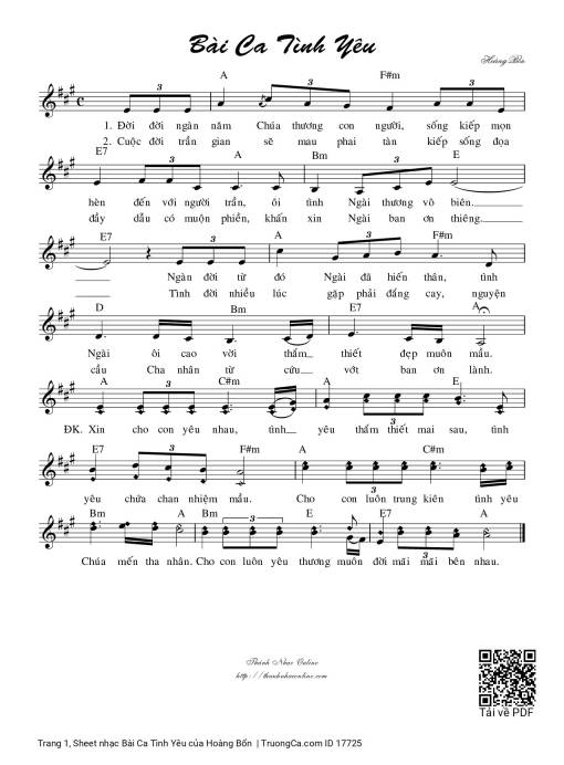 Sheet PDF of Bài Ca Tình Yêu