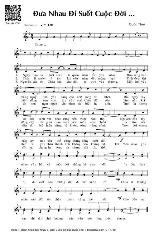 Sheet PDF of đưa Nhau đi Suốt Cuộc đời
