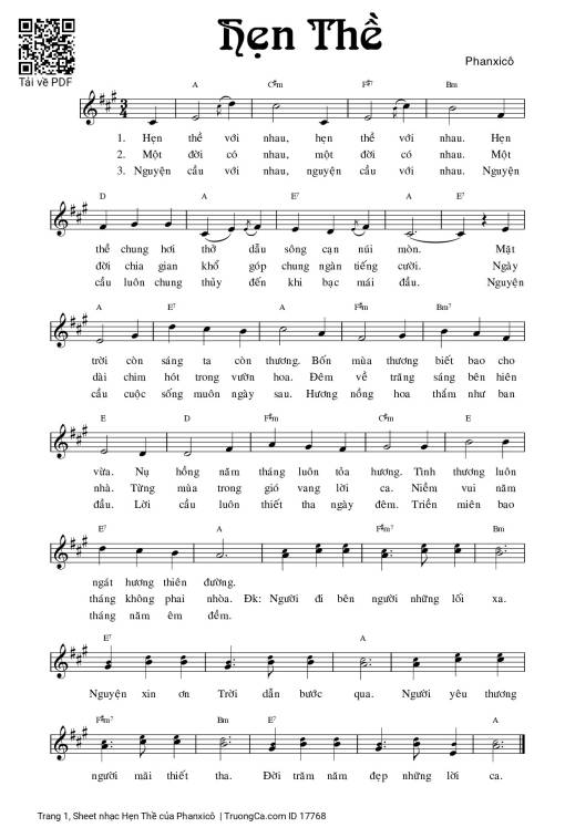 Sheet PDF of Hẹn Thề - Phanxicô
