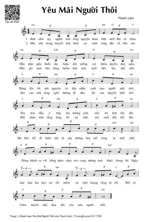 Sheet PDF of Yêu Mãi Người Thôi