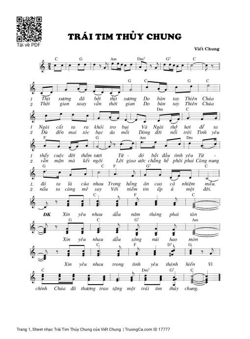 Sheet PDF of Trái Tim Thủy Chung