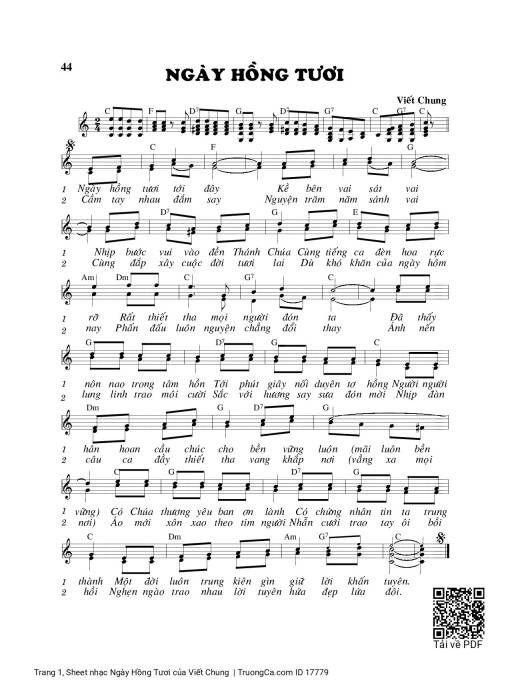 Sheet PDF of Ngày Hồng Tươi