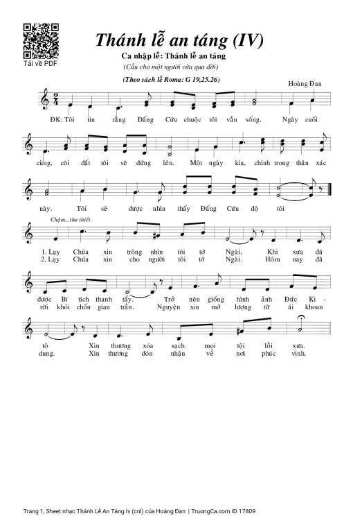 Sheet PDF of Thánh Lễ An Táng Iv (cnl)