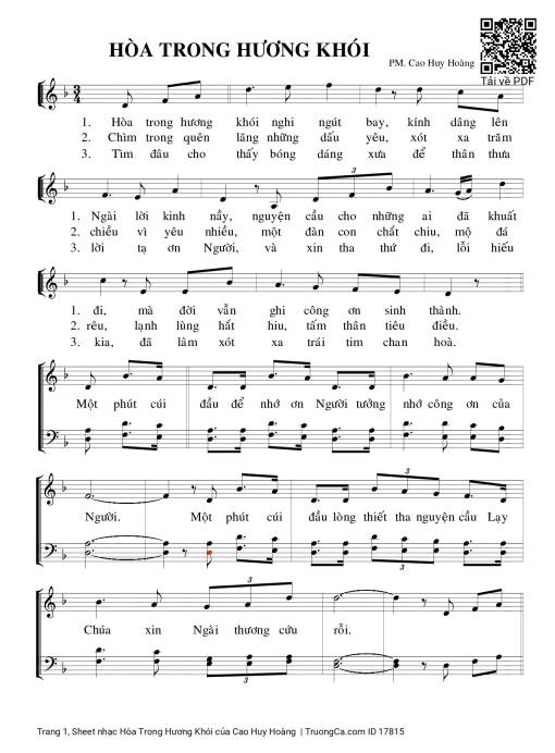 Sheet PDF of Hòa Trong Hương Khói
