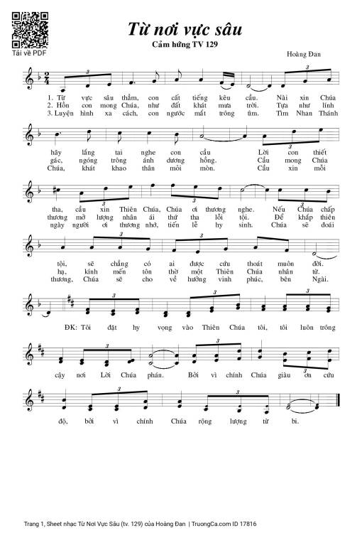 Sheet PDF of Từ Nơi Vực Sâu (tv. 129)