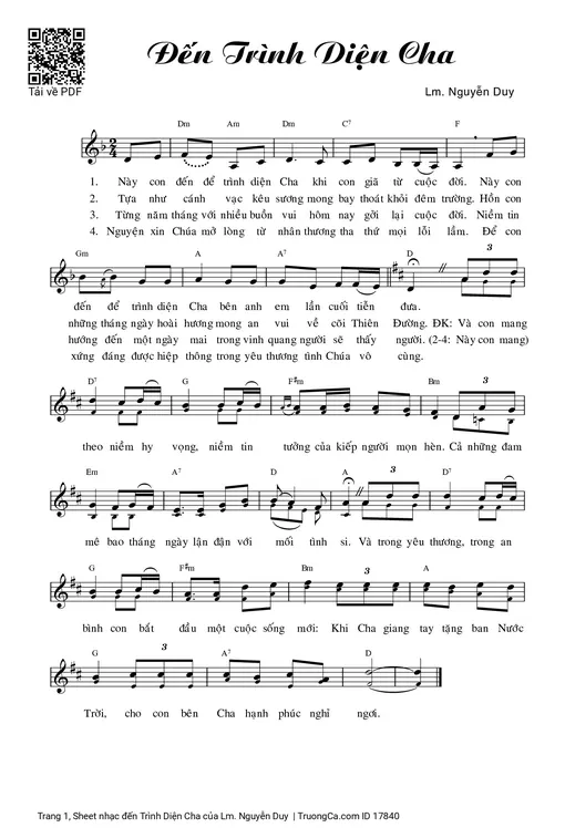 Sheet PDF of đến Trình Diện Cha