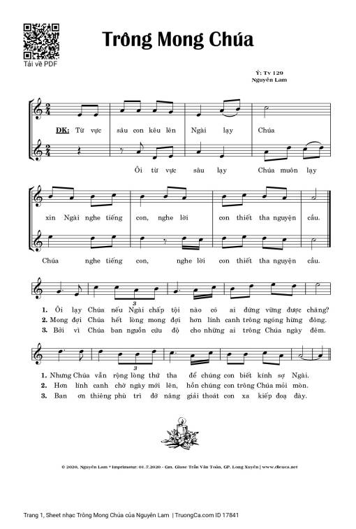 Sheet PDF of Trông Mong Chúa