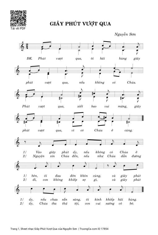 Sheet PDF of Giây Phút Vượt Qua