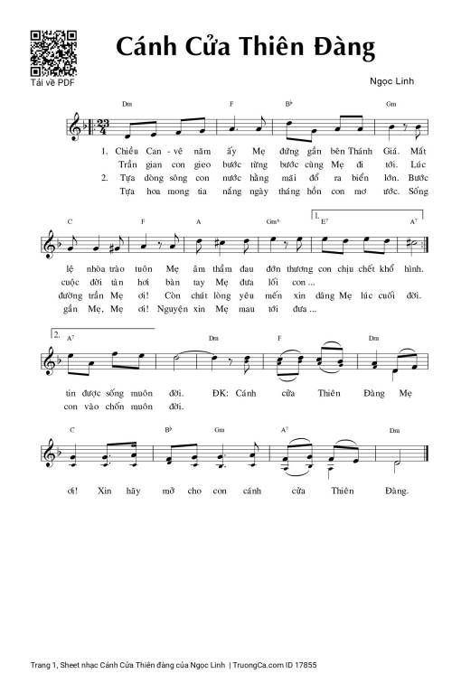 Sheet PDF of Cánh Cửa Thiên đàng