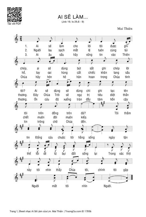Sheet PDF of Ai Sẽ Làm - Lm. Mai Thiện