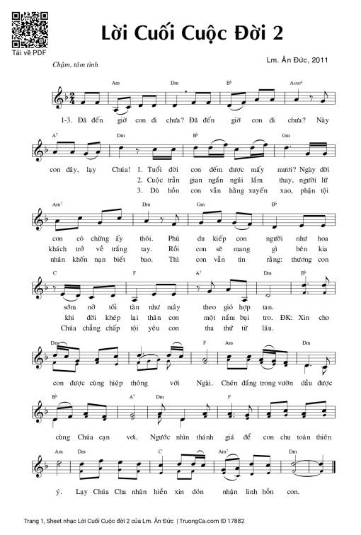 Sheet PDF of Lời Cuối Cuộc đời 2
