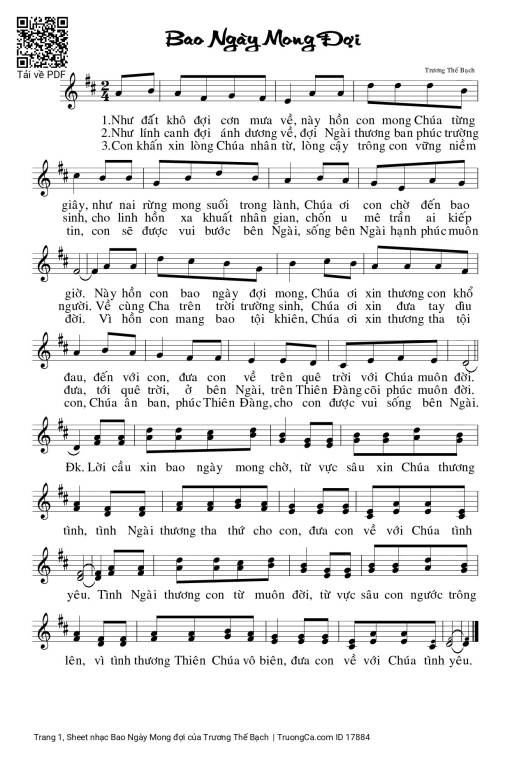 Sheet PDF of Bao Ngày Mong đợi