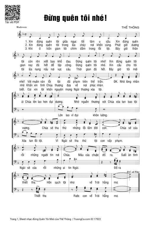 Sheet PDF of đừng Quên Tôi Nhé