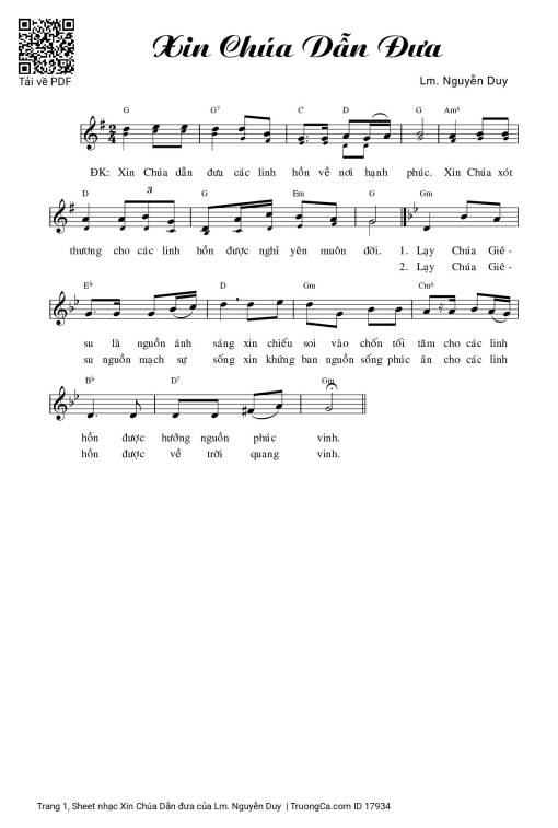 Sheet PDF of Xin Chúa Dẫn đưa