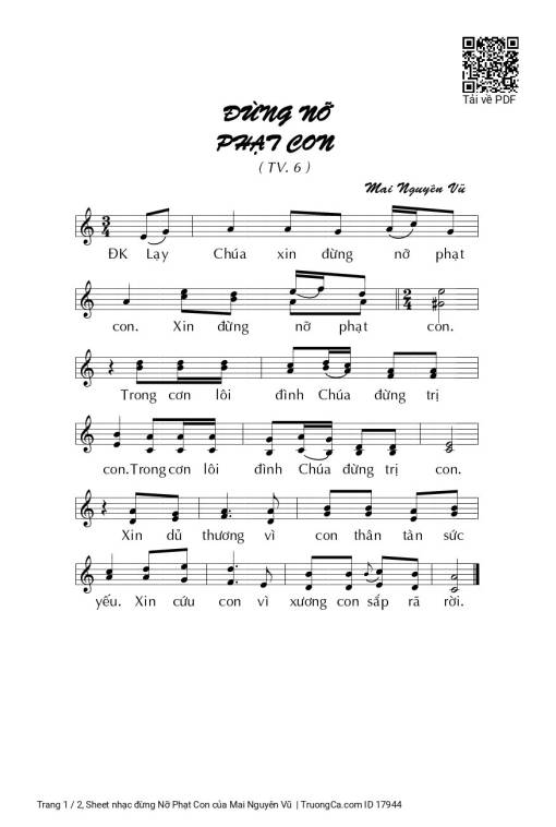 Sheet PDF of đừng Nỡ Phạt Con