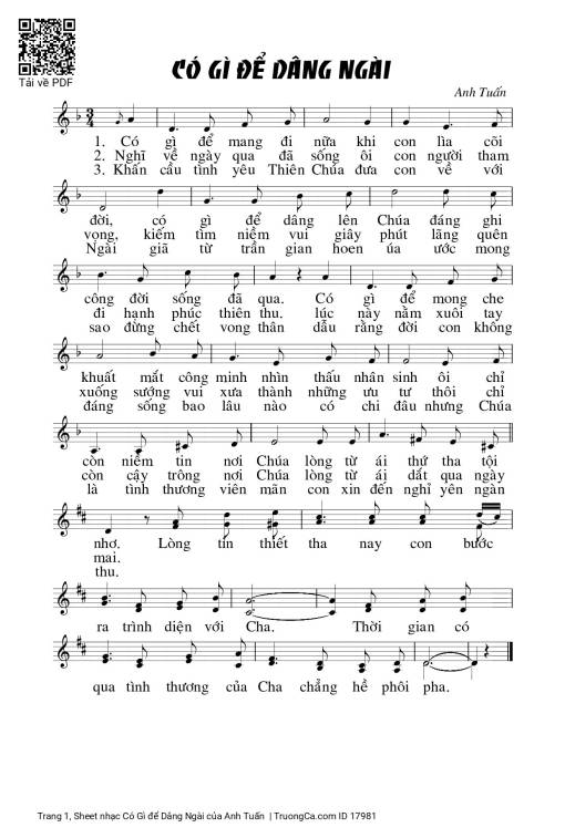 Sheet PDF of Có Gì để Dâng Ngài