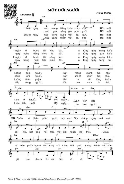 Sheet PDF of Một đời Người