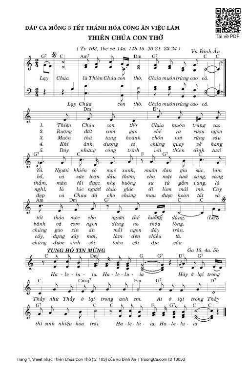Sheet PDF of Thiên Chúa Con Thờ (tv. 103)