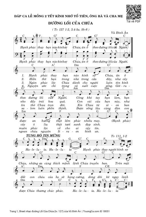 Sheet PDF of đường Lối Của Chúa (tv. 127)