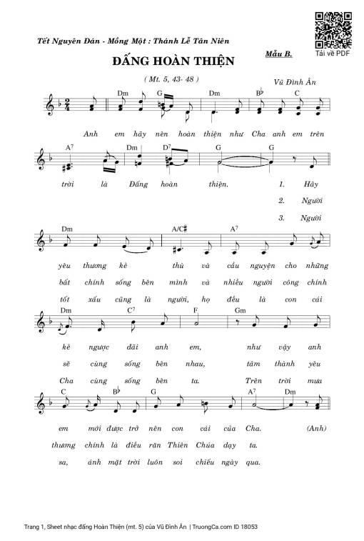 Sheet PDF of đấng Hoàn Thiện (mt. 5)