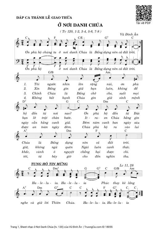 Sheet PDF of ở Nơi Danh Chúa (tv. 120)