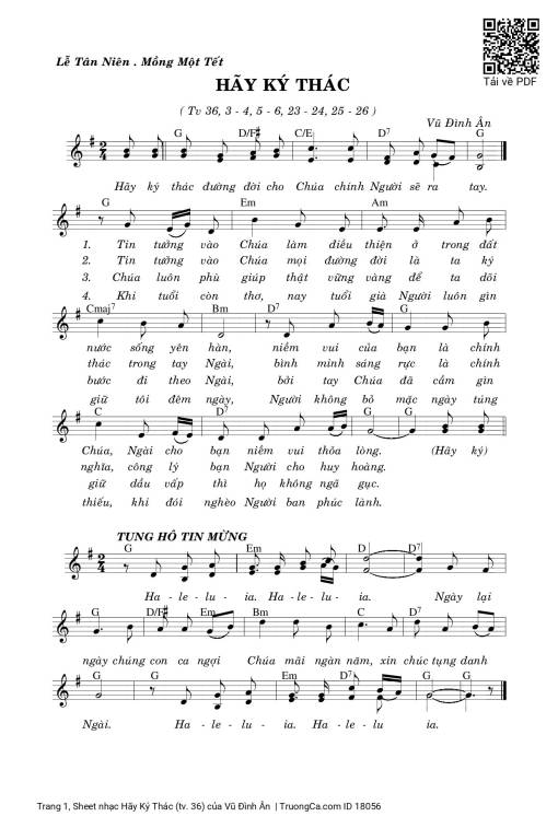 Sheet PDF of Hãy Ký Thác (tv. 36)