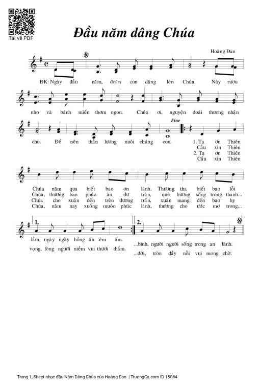 Sheet PDF of đầu Năm Dâng Chúa