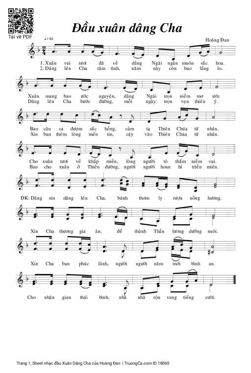 Sheet PDF of đầu Xuân Dâng Cha
