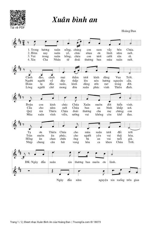 Sheet PDF of Xuân Bình An - Hoàng Đan