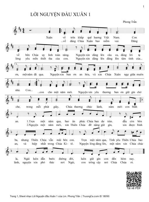 Sheet PDF of Lời Nguyện đầu Xuân 1