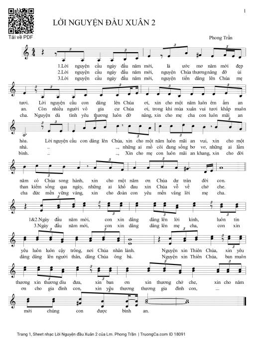 Sheet PDF of Lời Nguyện đầu Xuân 2