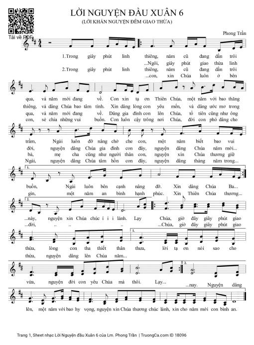 Sheet PDF of Lời Nguyện đầu Xuân 6