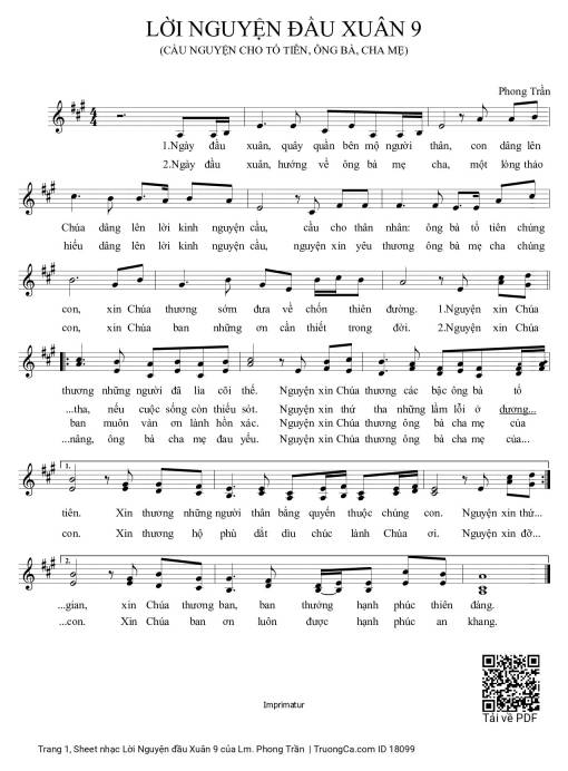 Sheet PDF of Lời Nguyện đầu Xuân 9