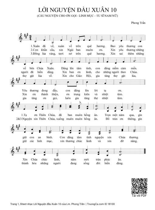 Sheet PDF of Lời Nguyện đầu Xuân 10